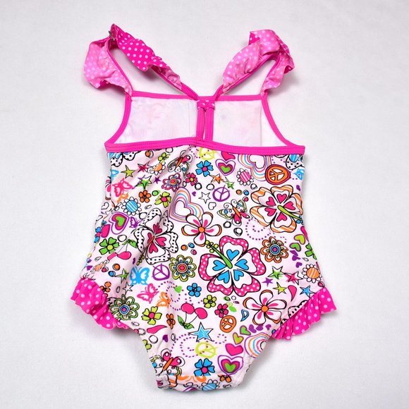 LuvGear Sun Alert Bright Floral Baby Girl's Swimsuit Size 24 Months - Picture 4 of 10
